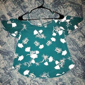 Kaileigh Floral Green Off-Shoulder Top
